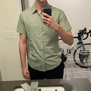 Large Bonobos Green Patterned Short Sleeve Shirt
